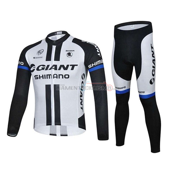 Abbigliamento Ciclismo Giant Alpecin Manica Lunga 2021 Nero Bianco